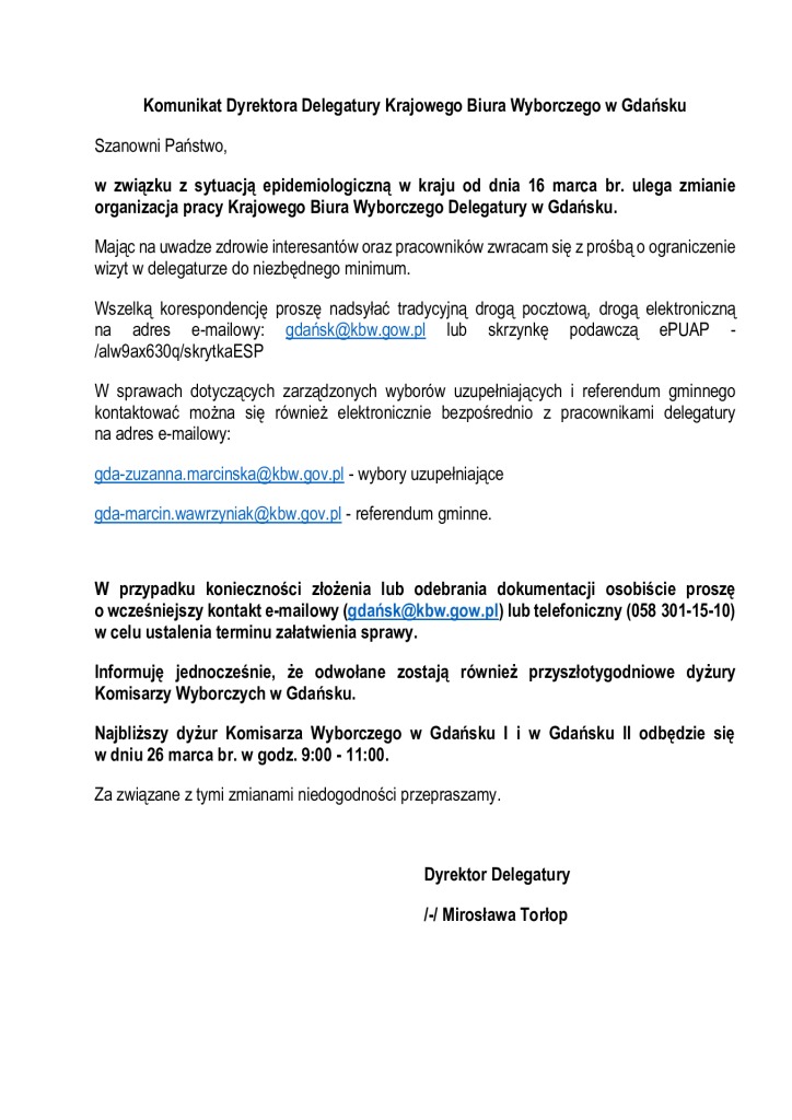 thumbnail of Komunikat Dyrektora Delegatury Krajowego Biura Wyborczego w Gdańsku-1